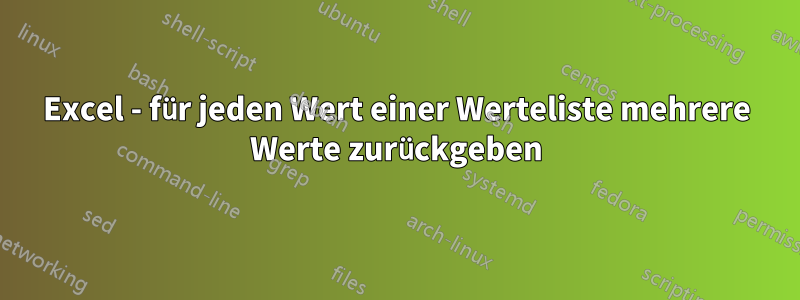 Excel - für jeden Wert einer Werteliste mehrere Werte zurückgeben