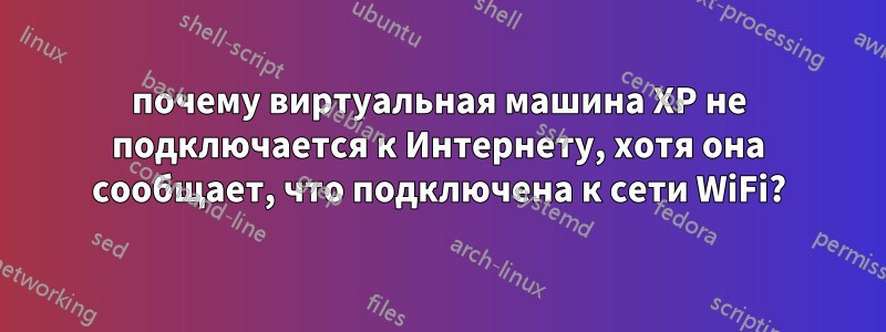 почему виртуальная машина XP не подключается к Интернету, хотя она сообщает, что подключена к сети WiFi?