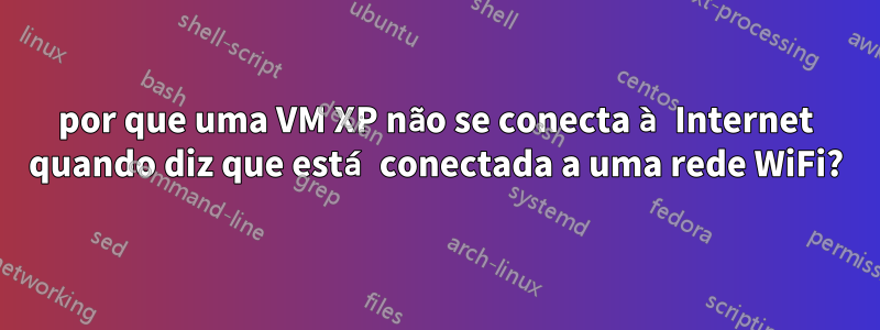 por que uma VM XP não se conecta à Internet quando diz que está conectada a uma rede WiFi?