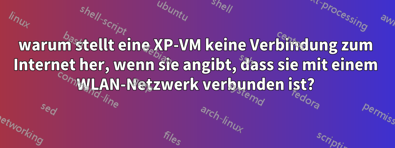 warum stellt eine XP-VM keine Verbindung zum Internet her, wenn sie angibt, dass sie mit einem WLAN-Netzwerk verbunden ist?