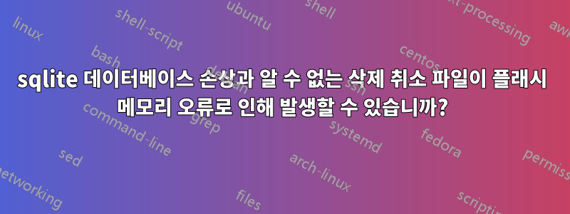 sqlite 데이터베이스 손상과 알 수 없는 삭제 취소 파일이 플래시 메모리 오류로 인해 발생할 수 있습니까?