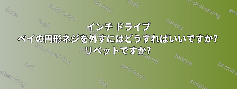 5 インチ ドライブ ベイの円形ネジを外すにはどうすればいいですか? リベットですか?