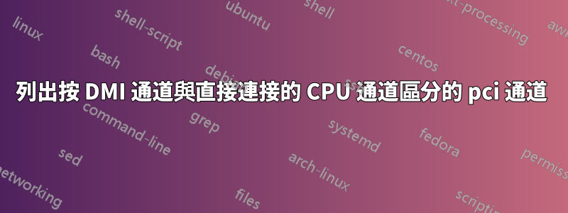 列出按 DMI 通道與直接連接的 CPU 通道區分的 pci 通道