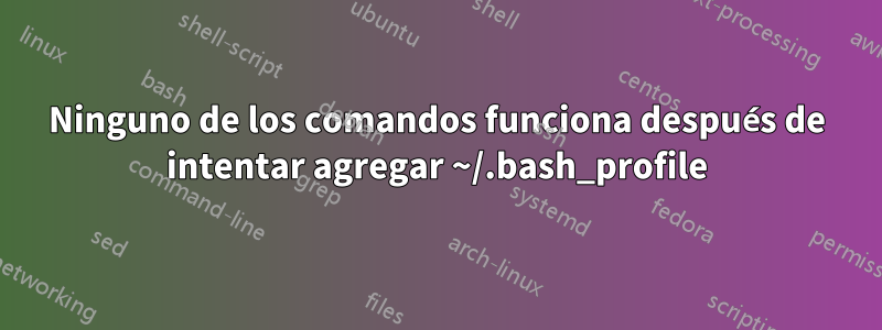 Ninguno de los comandos funciona después de intentar agregar ~/.bash_profile