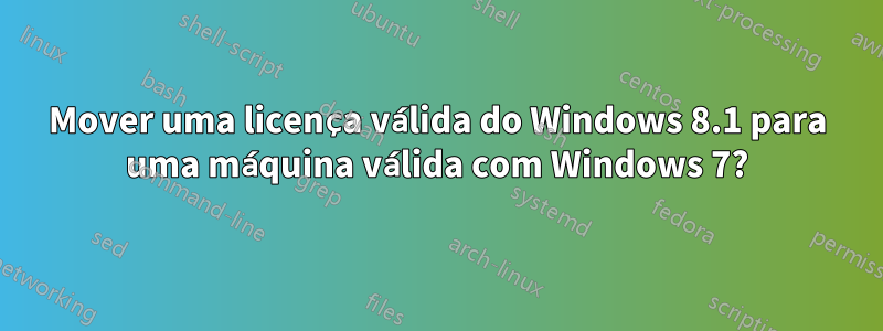 Mover uma licença válida do Windows 8.1 para uma máquina válida com Windows 7?