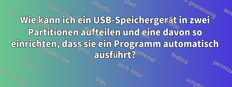 Wie kann ich ein USB-Speichergerät in zwei Partitionen aufteilen und eine davon so einrichten, dass sie ein Programm automatisch ausführt?