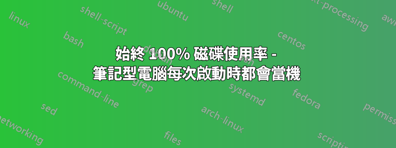 始終 100% 磁碟使用率 - 筆記型電腦每次啟動時都會當機