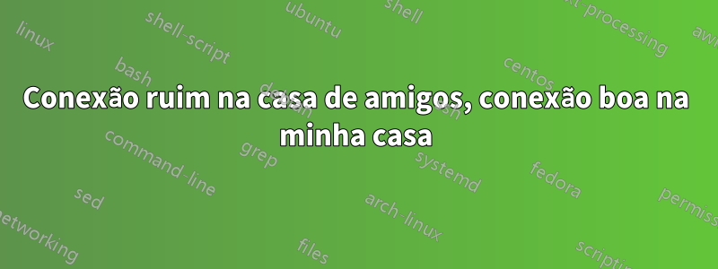 Conexão ruim na casa de amigos, conexão boa na minha casa