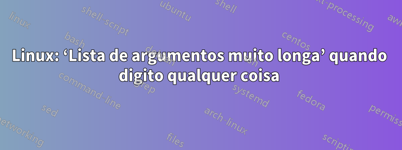 Linux: ‘Lista de argumentos muito longa’ quando digito qualquer coisa