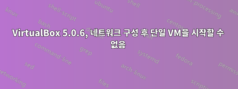 VirtualBox 5.0.6, 네트워크 구성 후 단일 VM을 시작할 수 없음