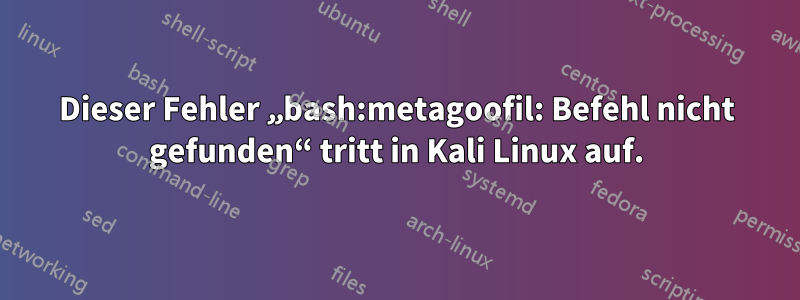 Dieser Fehler „bash:metagoofil: Befehl nicht gefunden“ tritt in Kali Linux auf.