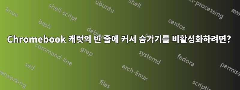 Chromebook 캐럿의 빈 줄에 커서 숨기기를 비활성화하려면?