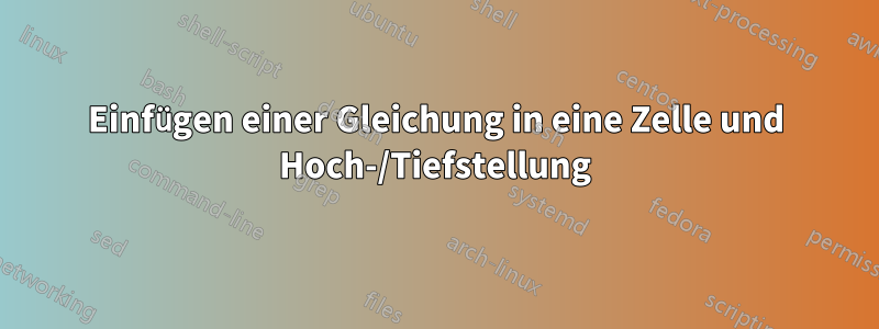 Einfügen einer Gleichung in eine Zelle und Hoch-/Tiefstellung