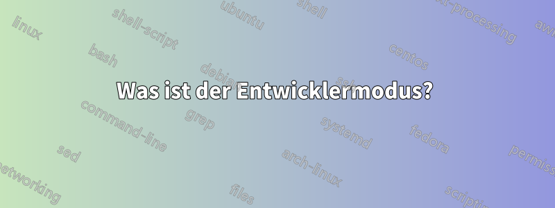 Was ist der Entwicklermodus?