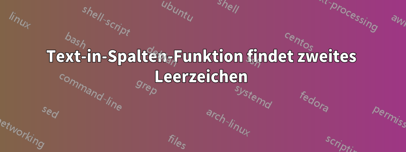 Text-in-Spalten-Funktion findet zweites Leerzeichen