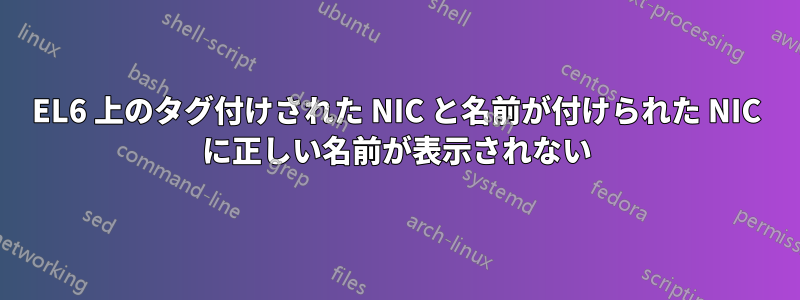 EL6 上のタグ付けされた NIC と名前が付けられた NIC に正しい名前が表示されない