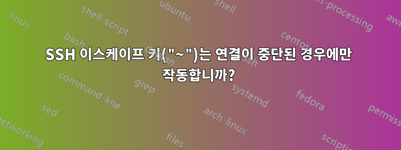 SSH 이스케이프 키("~")는 연결이 중단된 경우에만 작동합니까?