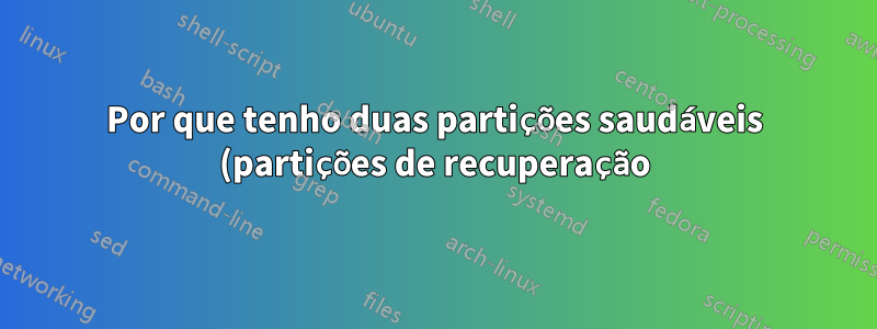 Por que tenho duas partições saudáveis (partições de recuperação)