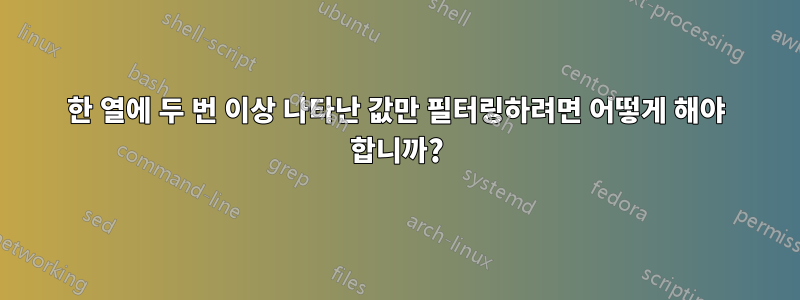 한 열에 두 번 이상 나타난 값만 필터링하려면 어떻게 해야 합니까?