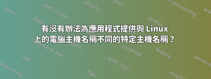 有沒有辦法為應用程式提供與 Linux 上的電腦主機名稱不同的特定主機名稱？