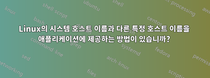 Linux의 시스템 호스트 이름과 다른 특정 호스트 이름을 애플리케이션에 제공하는 방법이 있습니까?