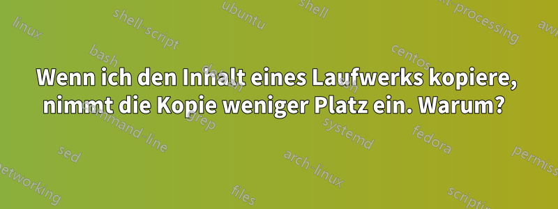 Wenn ich den Inhalt eines Laufwerks kopiere, nimmt die Kopie weniger Platz ein. Warum? 