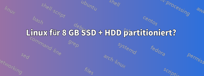 Linux für 8 GB SSD + HDD partitioniert?