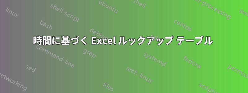 時間に基づく Excel ルックアップ テーブル