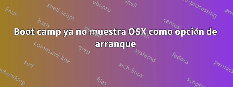 Boot camp ya no muestra OSX como opción de arranque