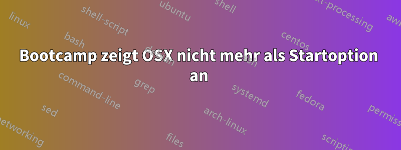 Bootcamp zeigt OSX nicht mehr als Startoption an