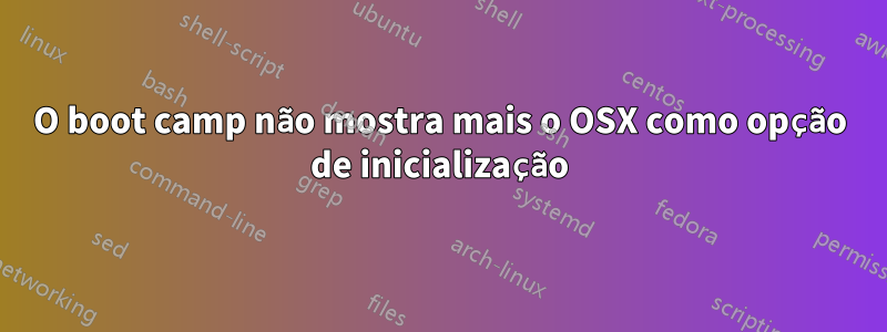 O boot camp não mostra mais o OSX como opção de inicialização