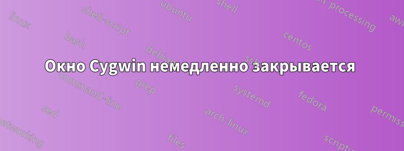 Окно Cygwin немедленно закрывается