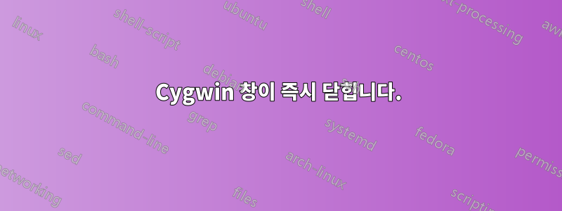 Cygwin 창이 즉시 닫힙니다.