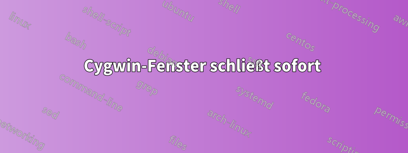 Cygwin-Fenster schließt sofort