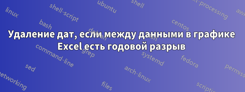 Удаление дат, если между данными в графике Excel есть годовой разрыв