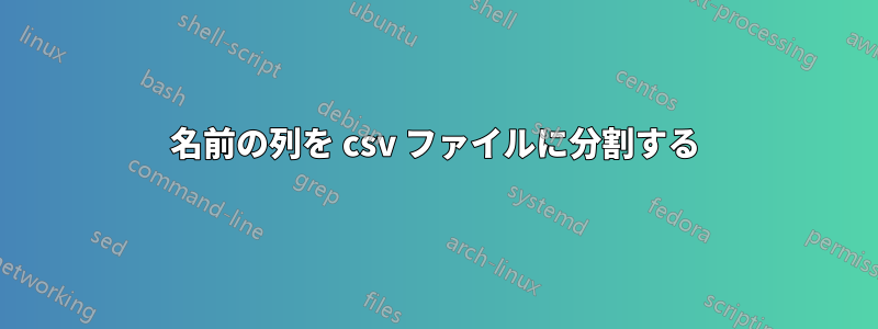 名前の列を csv ファイルに分割する