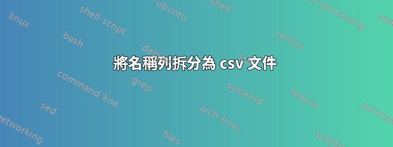 將名稱列拆分為 csv 文件