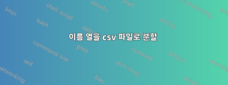 이름 열을 csv 파일로 분할