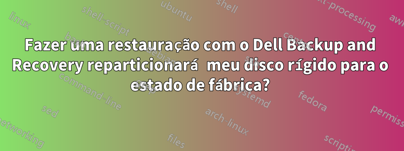 Fazer uma restauração com o Dell Backup and Recovery reparticionará meu disco rígido para o estado de fábrica?