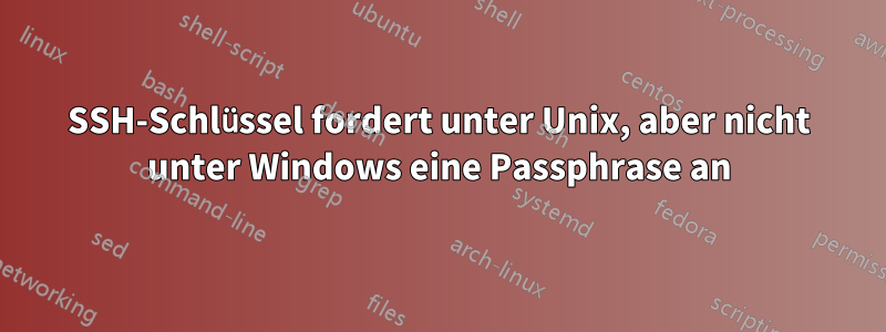 SSH-Schlüssel fordert unter Unix, aber nicht unter Windows eine Passphrase an