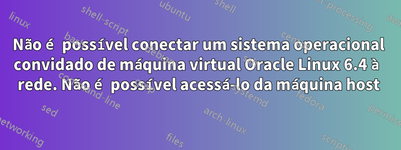 Não é possível conectar um sistema operacional convidado de máquina virtual Oracle Linux 6.4 à rede. Não é possível acessá-lo da máquina host