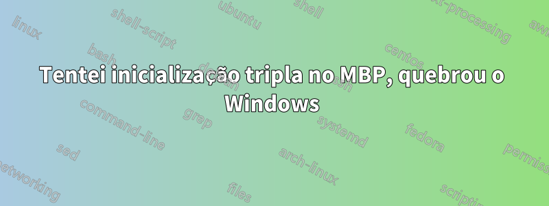 Tentei inicialização tripla no MBP, quebrou o Windows