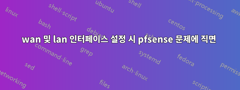 wan 및 lan 인터페이스 설정 시 pfsense 문제에 직면