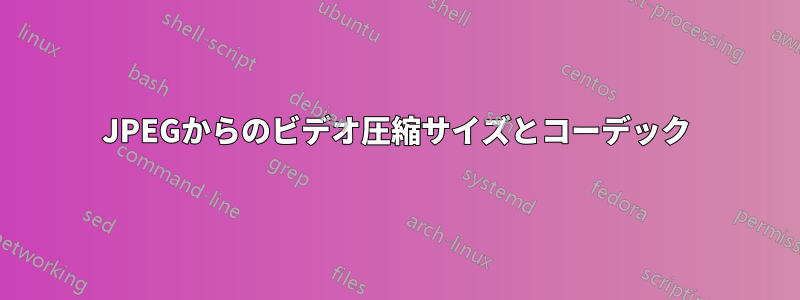 JPEGからのビデオ圧縮サイズとコーデック