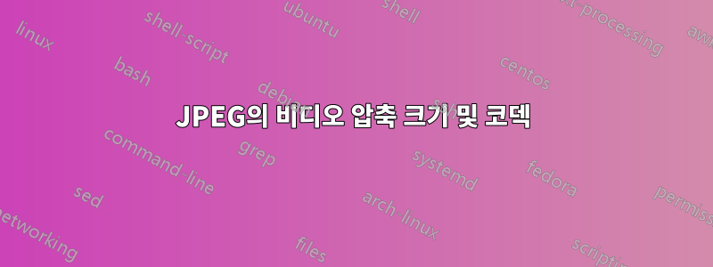 JPEG의 비디오 압축 크기 및 코덱