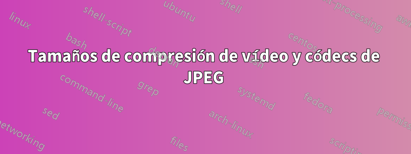 Tamaños de compresión de vídeo y códecs de JPEG