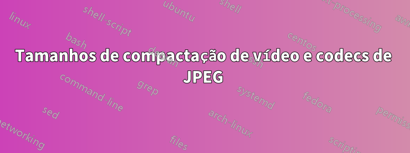 Tamanhos de compactação de vídeo e codecs de JPEG