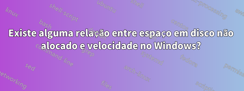 Existe alguma relação entre espaço em disco não alocado e velocidade no Windows?