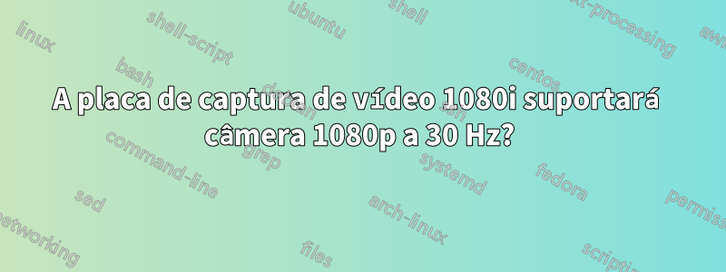 A placa de captura de vídeo 1080i suportará câmera 1080p a 30 Hz?