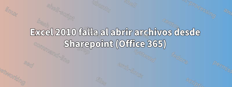 Excel 2010 falla al abrir archivos desde Sharepoint (Office 365)